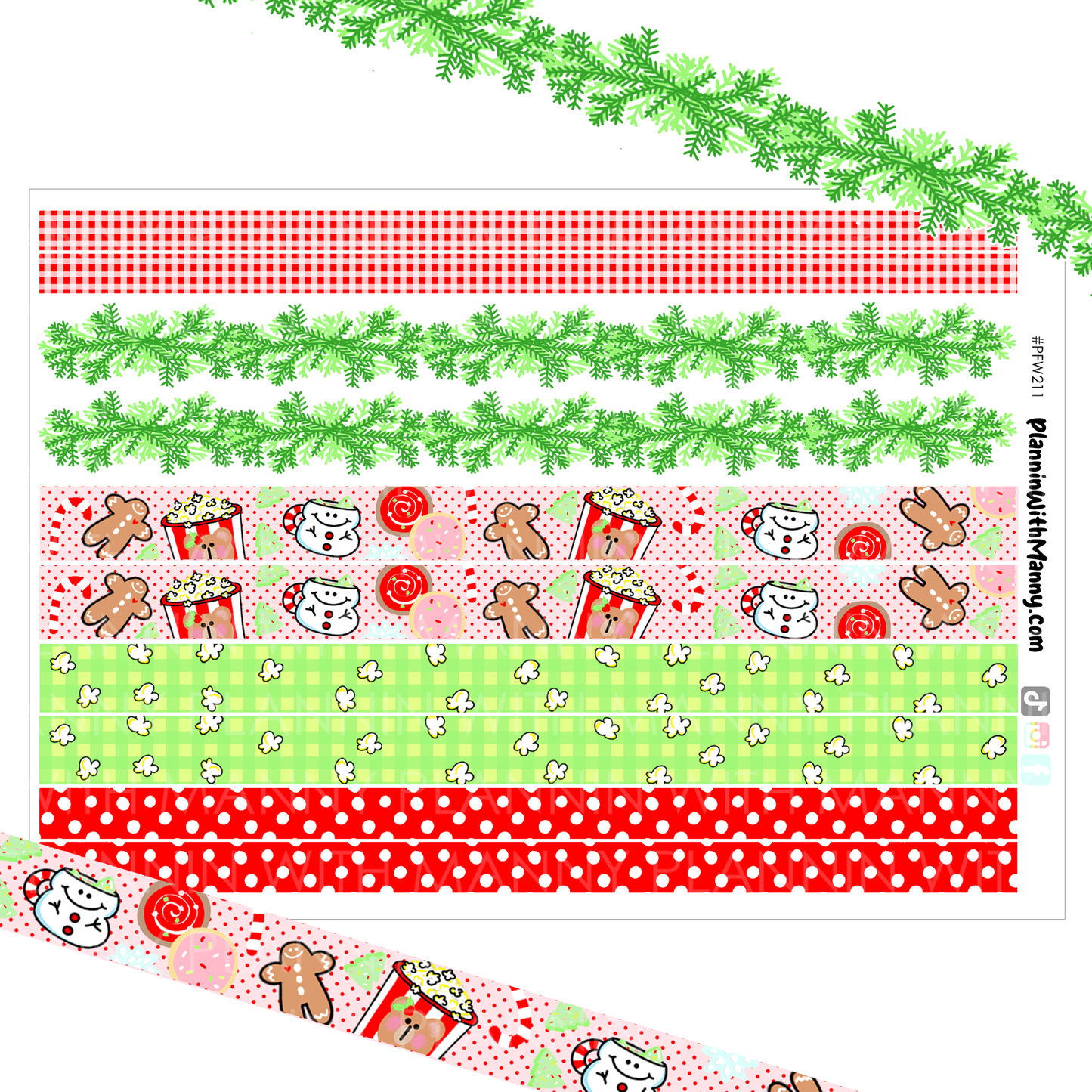 PFW211 Holiday Popcorn Picnic Washi Sticker Sheet