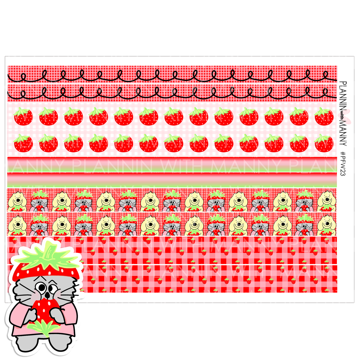 PFW23 Berry Time Washi Planner Stickers