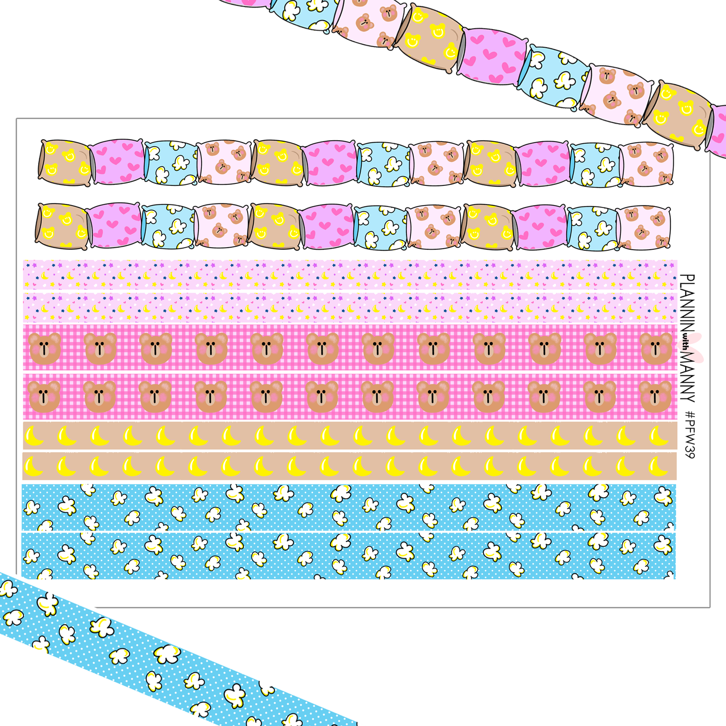 PFW39 Slumbear Party Washi Planner Stickers