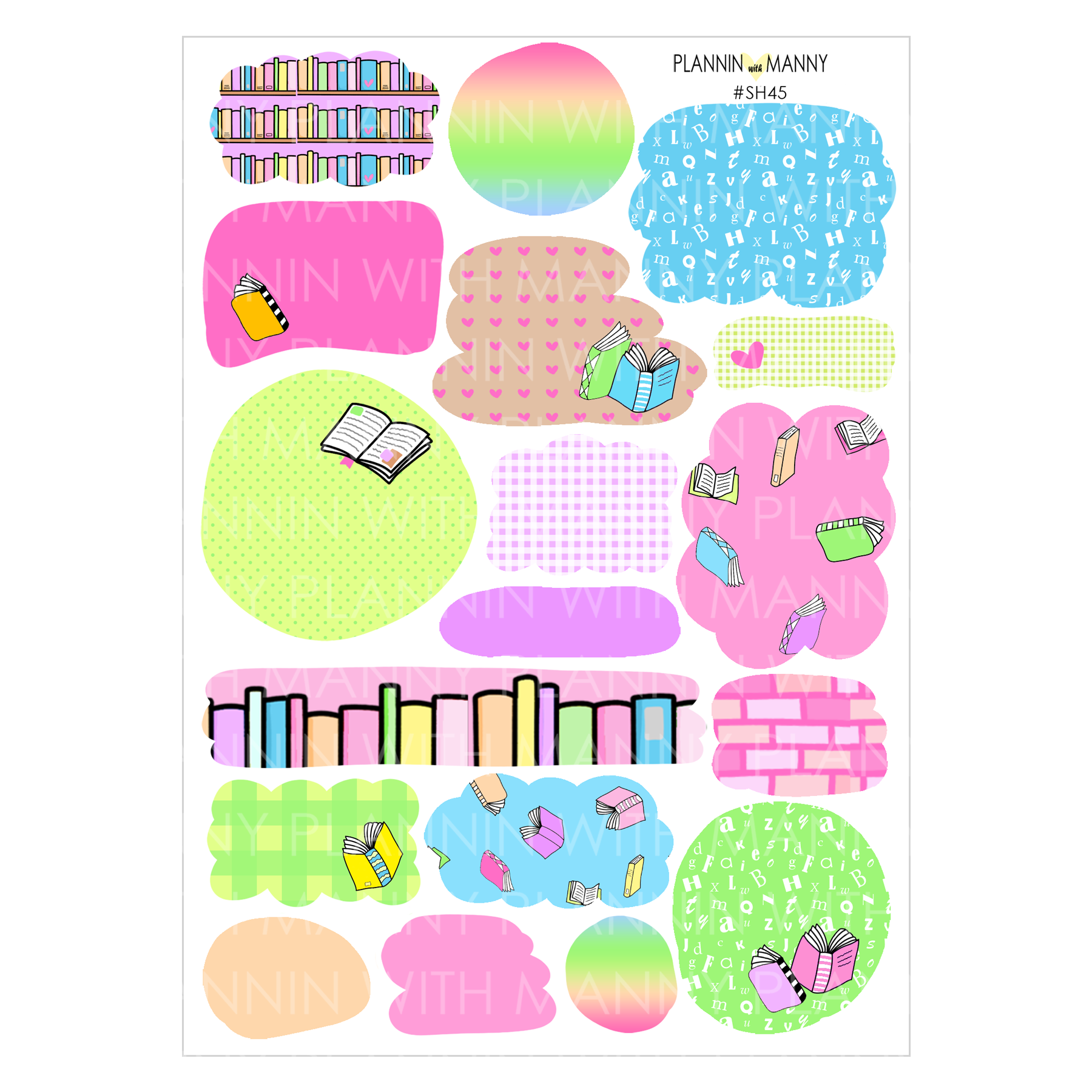 SH45 Book Lover Journaling Shapes – Plannin with Manny