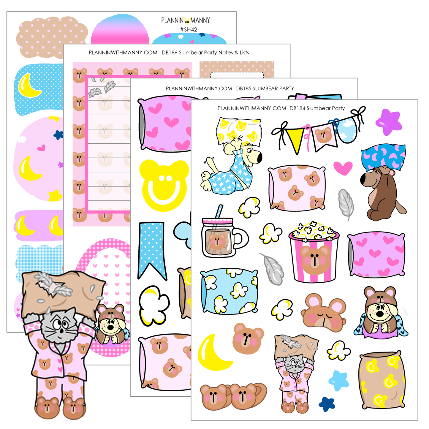 Slumbear Party -Large Sticker Sheet Set