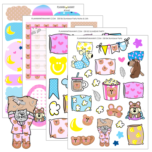 Slumbear Party -Large Sticker Sheet Set