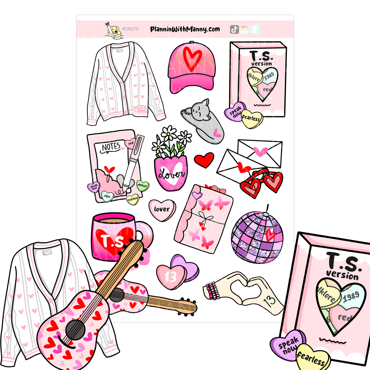 DB270 Sw*ftie Inspired Valentine Stickers and Die Cuts
