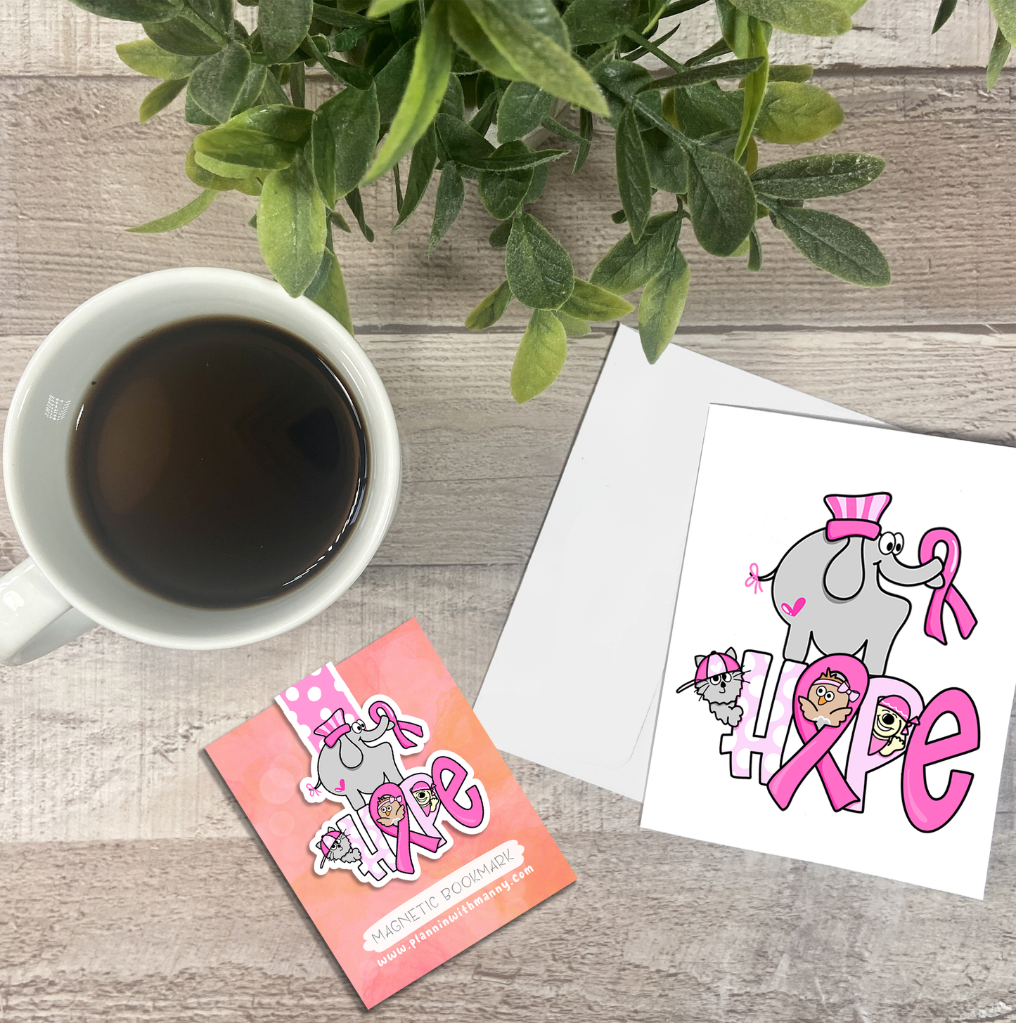 HOPE Breast Cancer Awareness... Vinyl Sticker, Magnetic Bookmark, & Notecard MB40