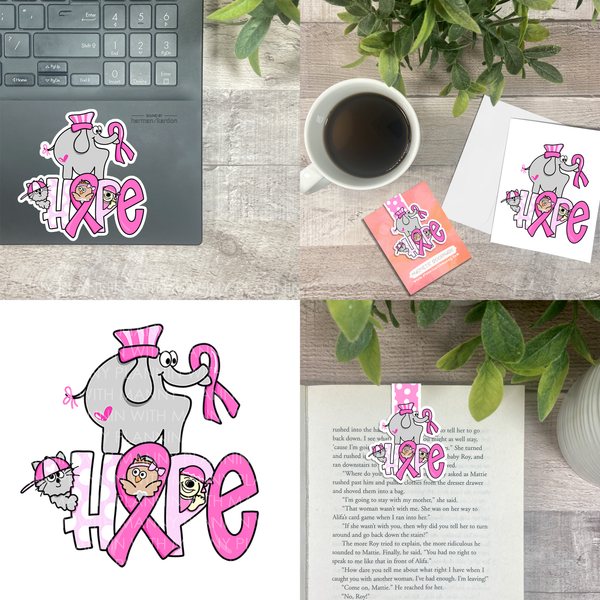 HOPE Breast Cancer Awareness... Vinyl Sticker, Magnetic Bookmark, & Notecard MB40