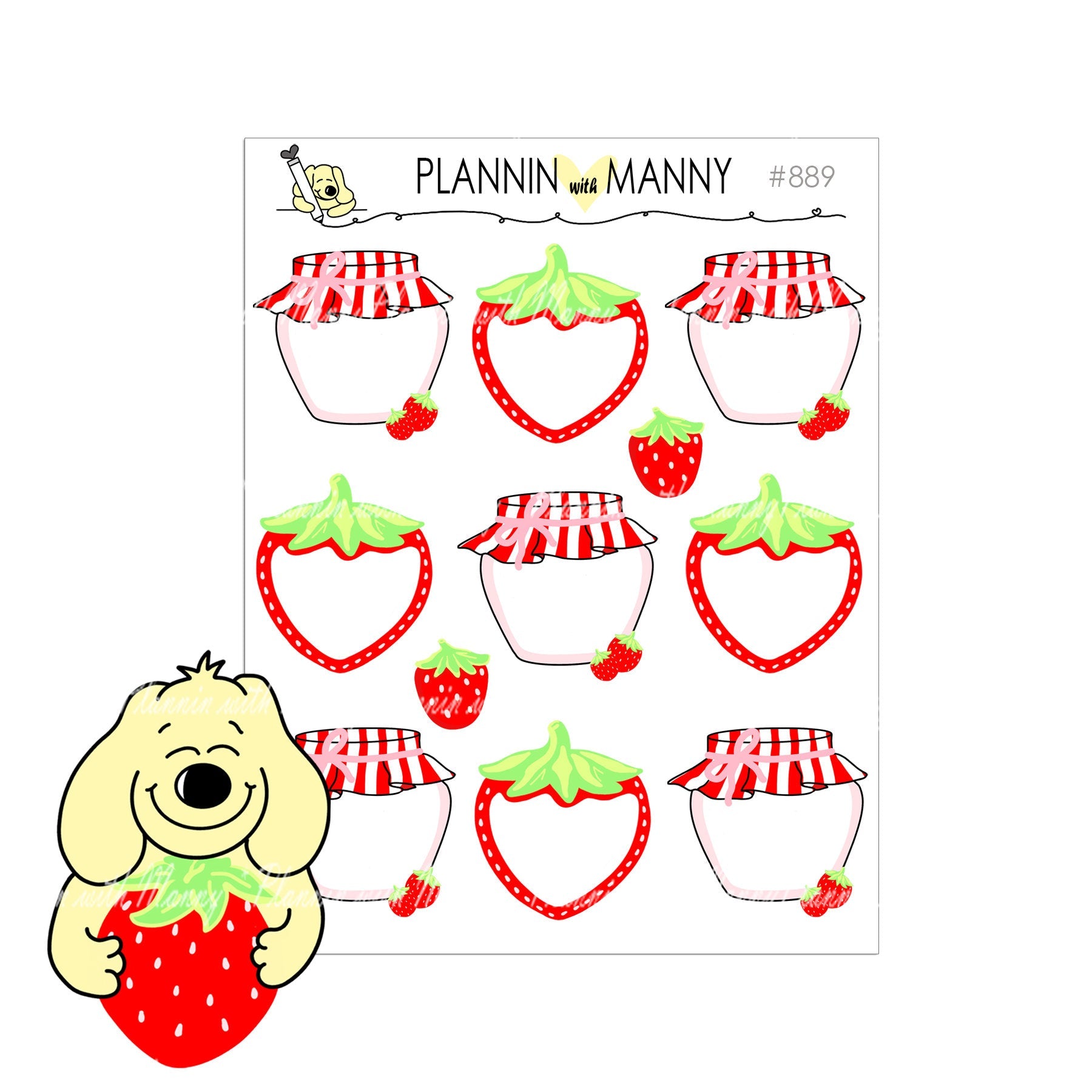889 Berry Write In Stickers Strawberry Planner Stickers