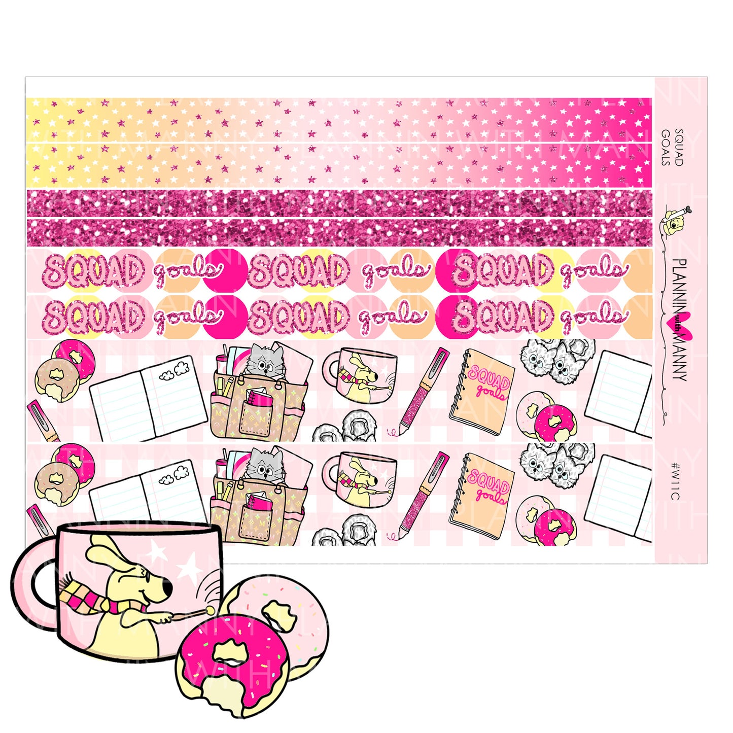 W11C Squad Goals Washi Sticker Sheet