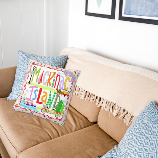 Mackinac Island Throw Pillow | Mackinac Island Christmas Gift | Michigan Lake House & Cottage Decor
