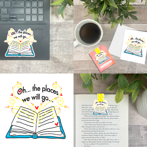 Oh the Places We Will Go... Vinyl Sticker, Magnetic Bookmark, & Notecard MB60