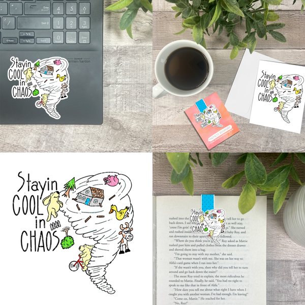 Cool in Chaos Tornado... Vinyl Sticker, Magnetic Bookmark, & Notecard MB73
