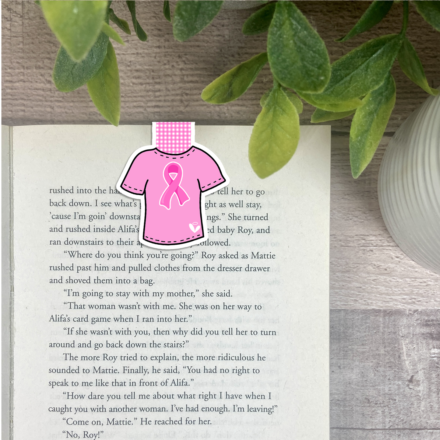 Pink Ribbon T-Shirt... Vinyl Sticker, Magnetic Bookmark, & Notecard MB41