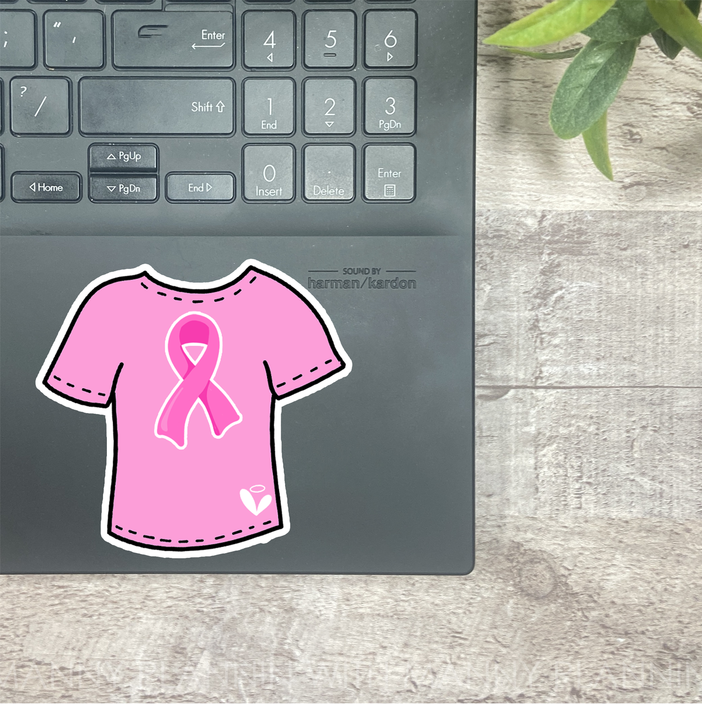 Pink Ribbon T-Shirt... Vinyl Sticker, Magnetic Bookmark, & Notecard MB41