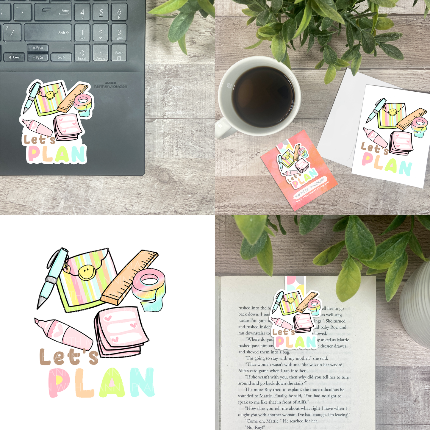 Let's PLAN...Vinyl Sticker, Magnetic Bookmark, & Notecard MB29