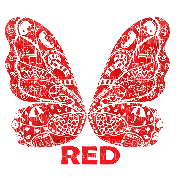 Red Era Butterfly Vinyl Sticker, Bookmark, and Notecard Options  MB138