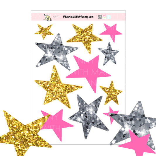 DB316 Dolly Stars Large Deco Sticker Sheet