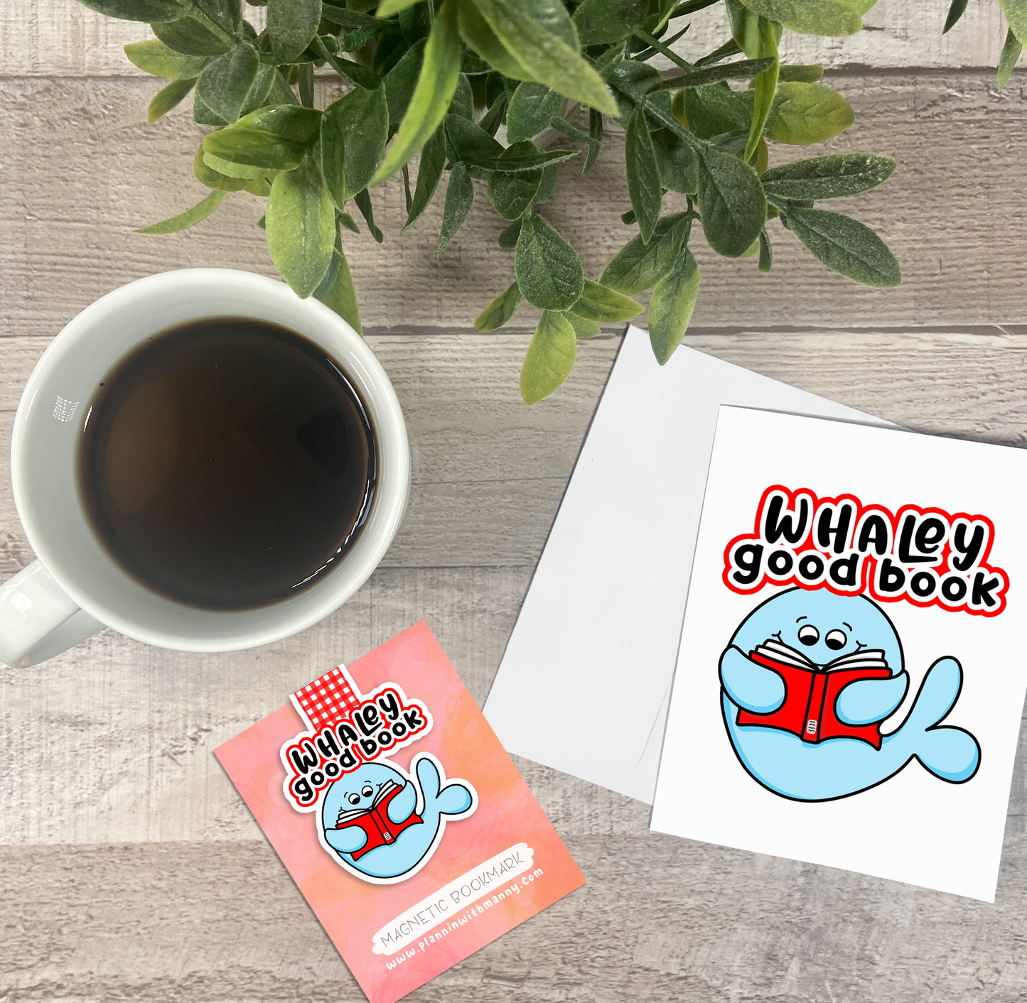 WHALEY Good Book Vinyl Sticker, Magnetic Bookmark, & Notecard MB19