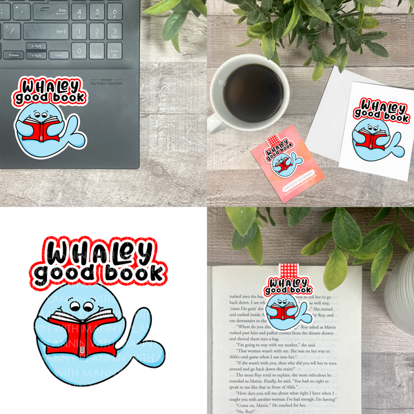 WHALEY Good Book Vinyl Sticker, Magnetic Bookmark, & Notecard MB19