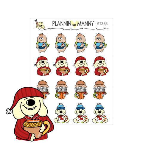 1368 Cozy Doodle Character Planner Stickers and Diecuts