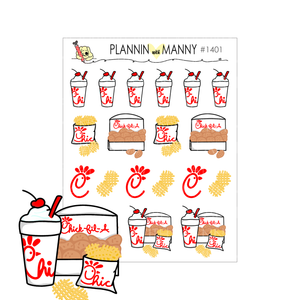 1401 Chick Fil a Deco Planner Stickers- Peace Love Chicky Collection