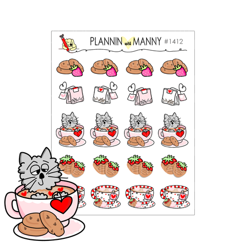 1412 Berry Tea Love Planner Stickers