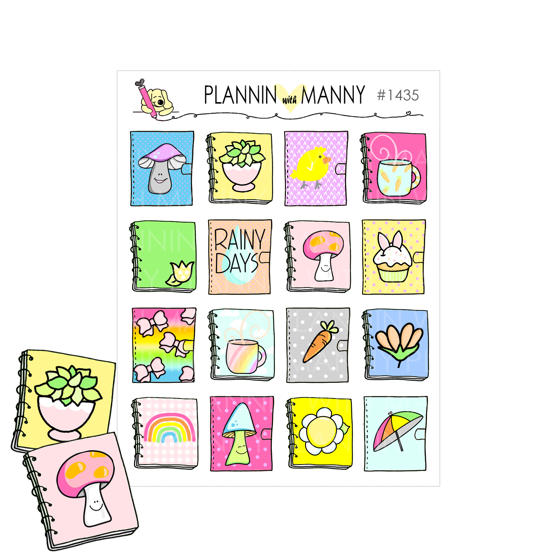 1435 Spring Doodle Planner Planner Stickers