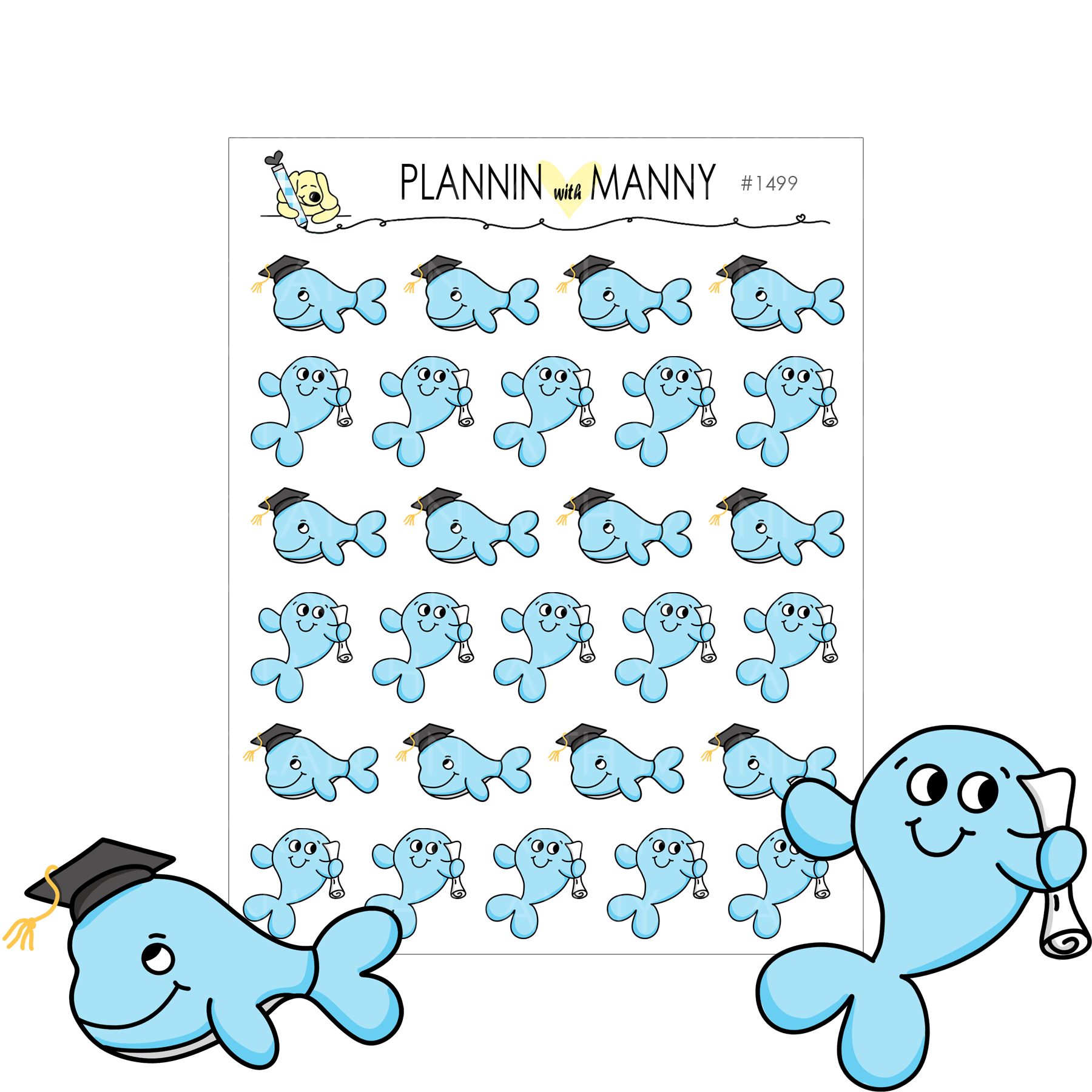 1499 Whale Graduation Planner Stickers - Whale Done Collection
