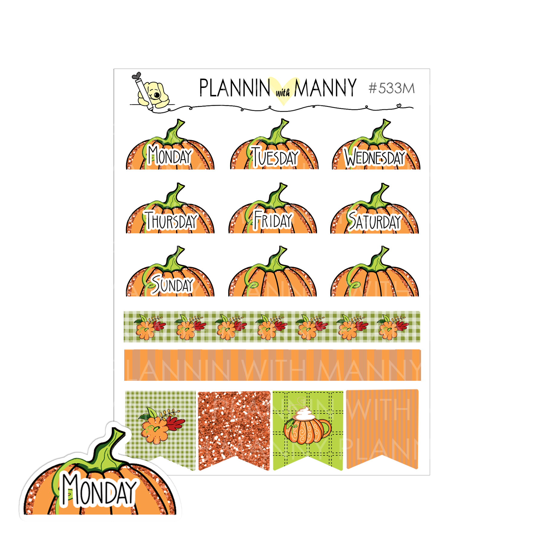 533M Mini Pumpkin Date Cover Planner Stickers