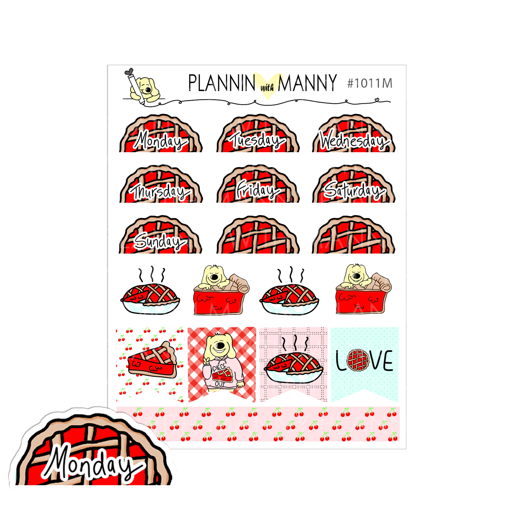 1011M Mini Pie Date Cover Planner Stickers