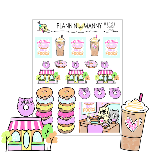 1151 Donut Shop Planner Stickers - Donut Date Collection