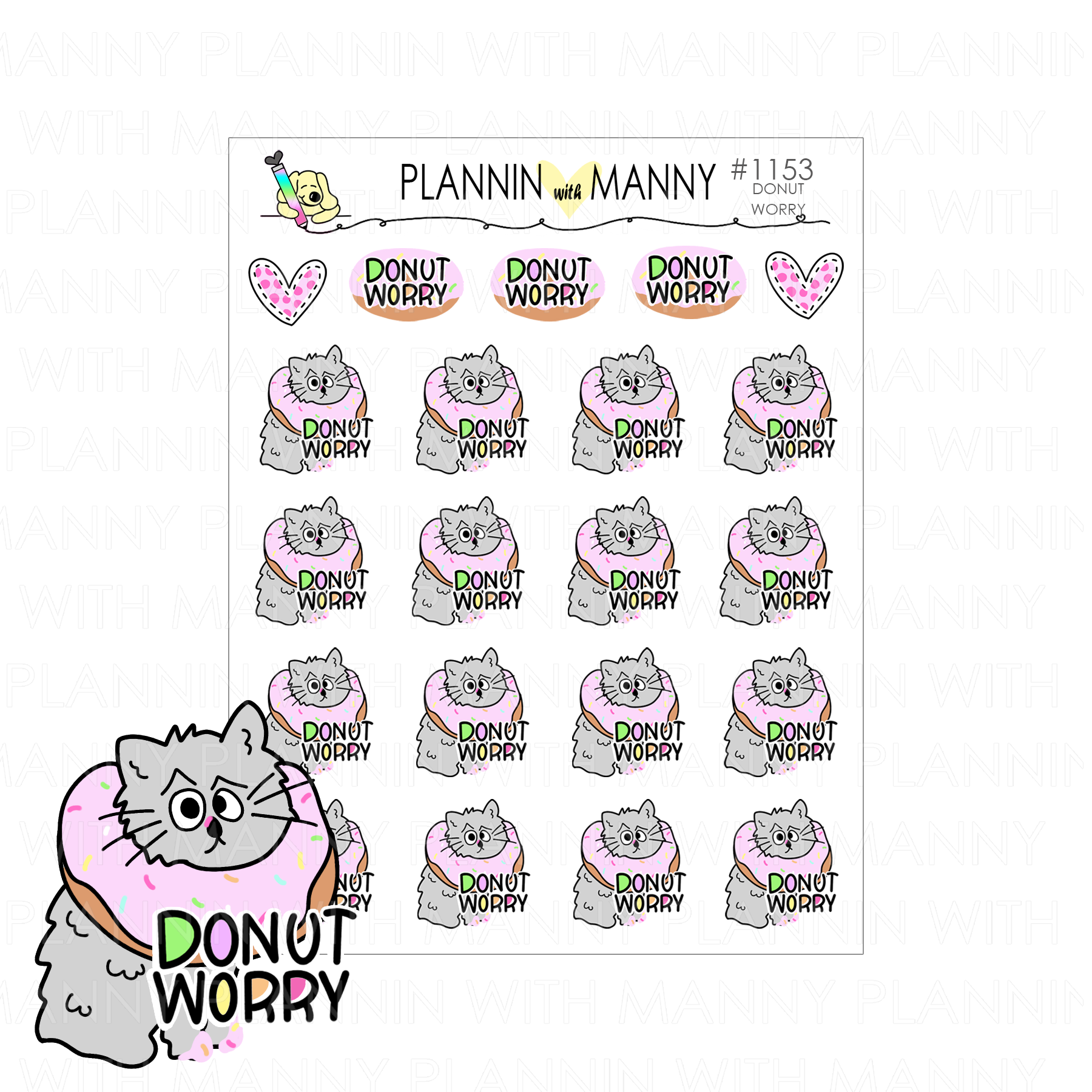1153 Donut Worry Planner Stickers - Donut Date Collection