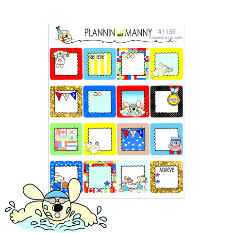 1159 CHAMPION SQUARE Planner Stickers - Champions Collection