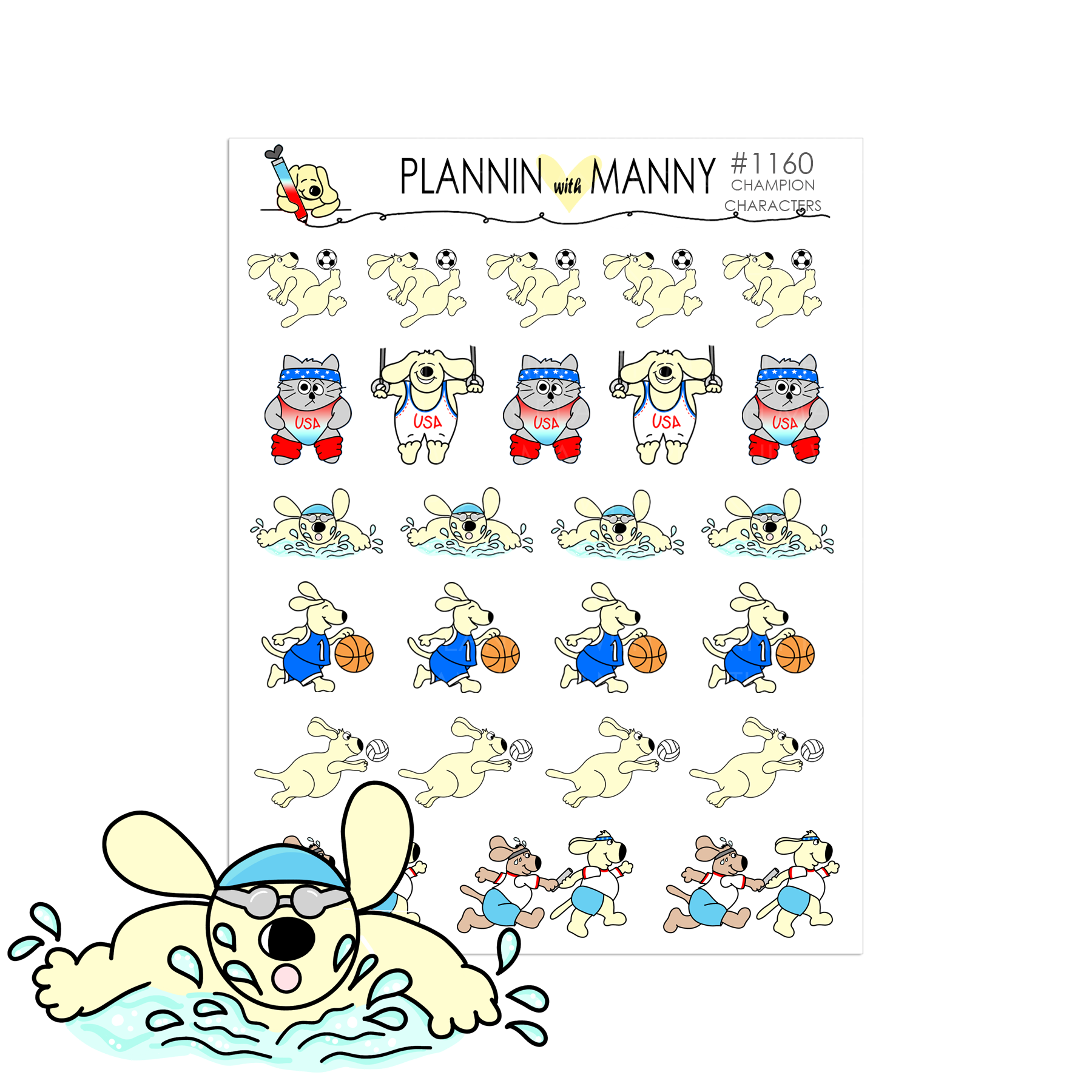 1160 CHAMPION CHARACTER Planner Stickers - Champion Collection