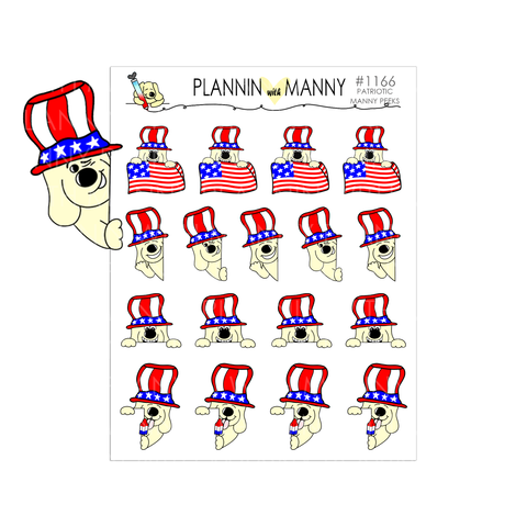 1166 PATRIOTIC PEEK A BOO MANNY Planner Stickers - Freedom Reigns Collection