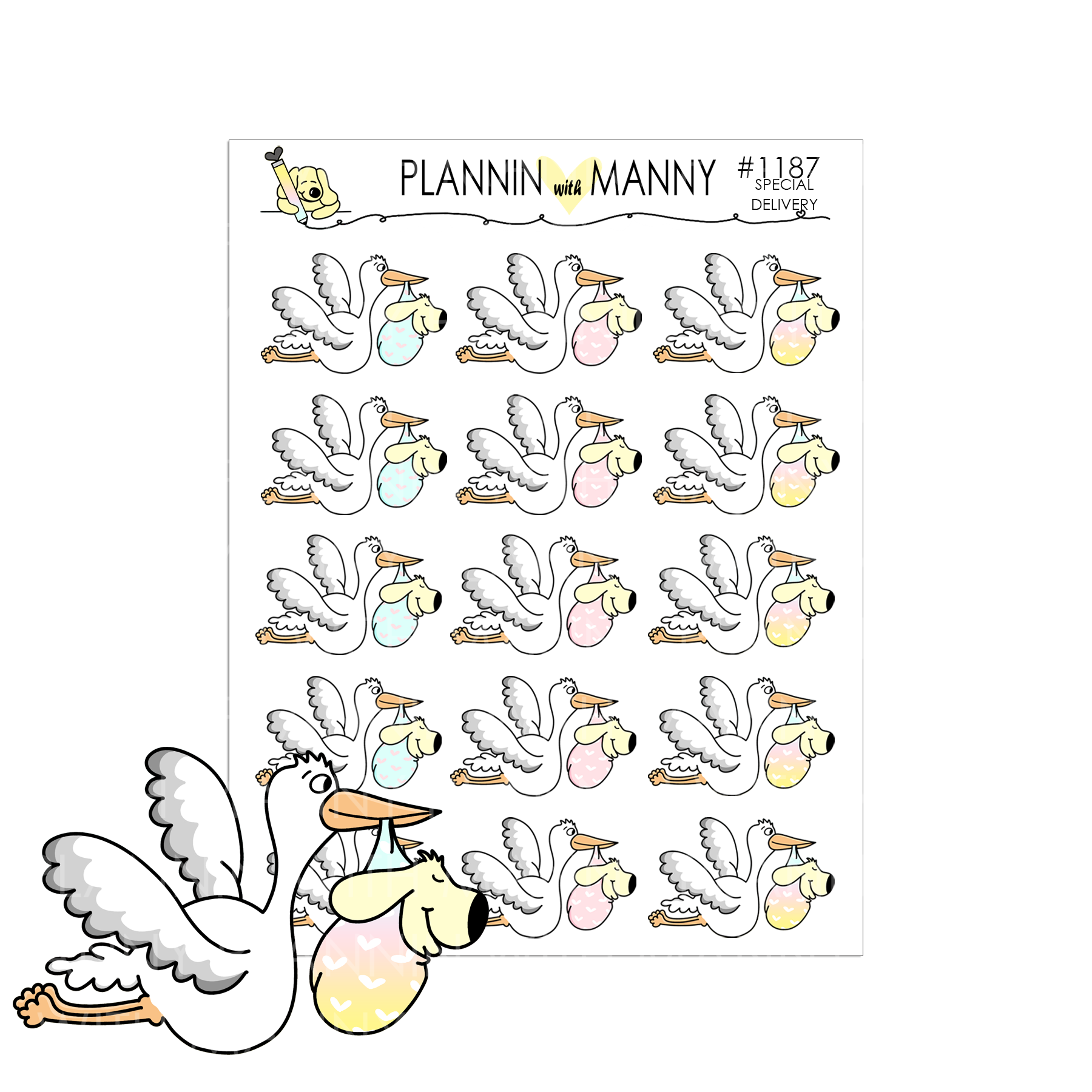 1187 SPECIAL DELIVERY STORK Planner Stickers