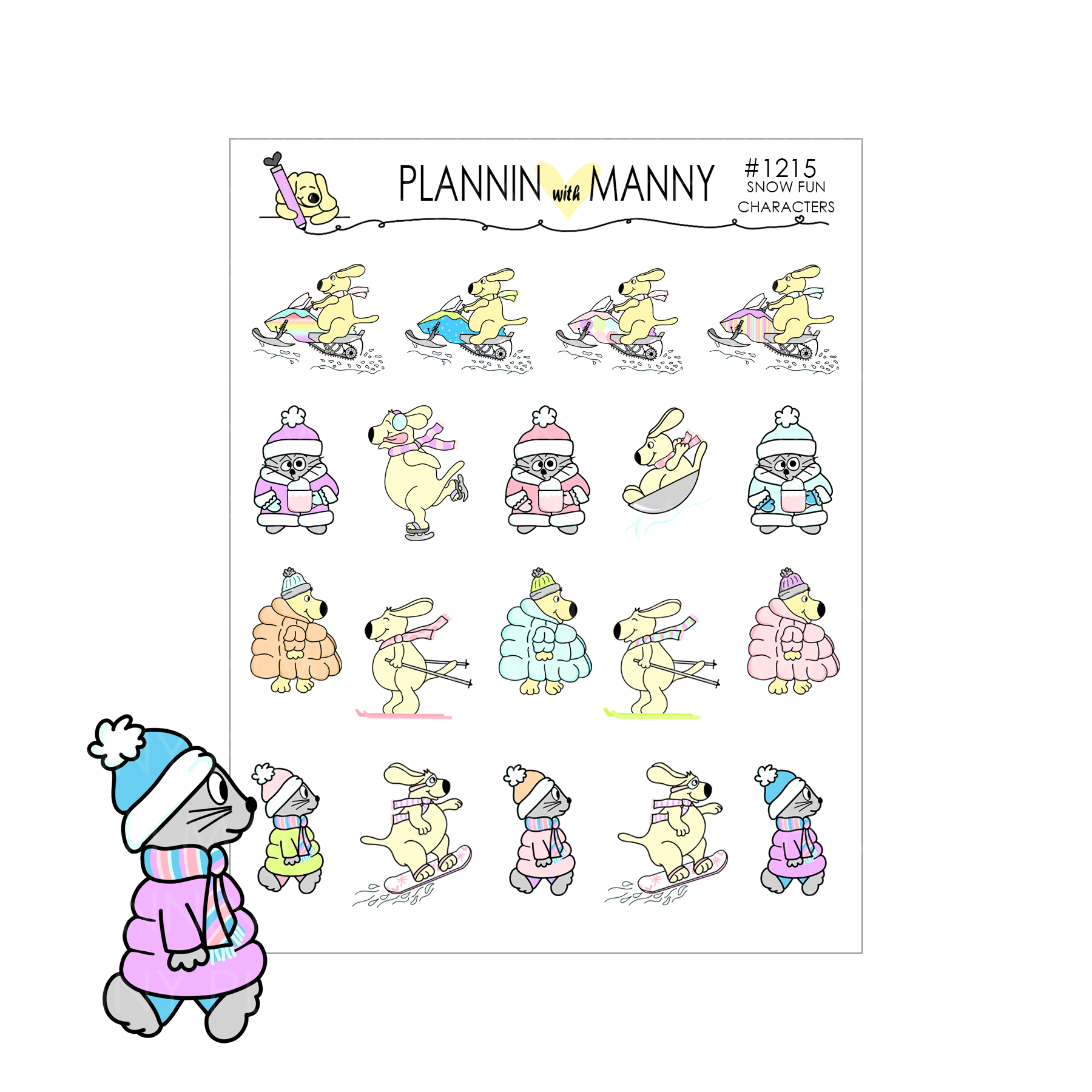 1215-SNOW MUCH FUN Character Planner Stickers