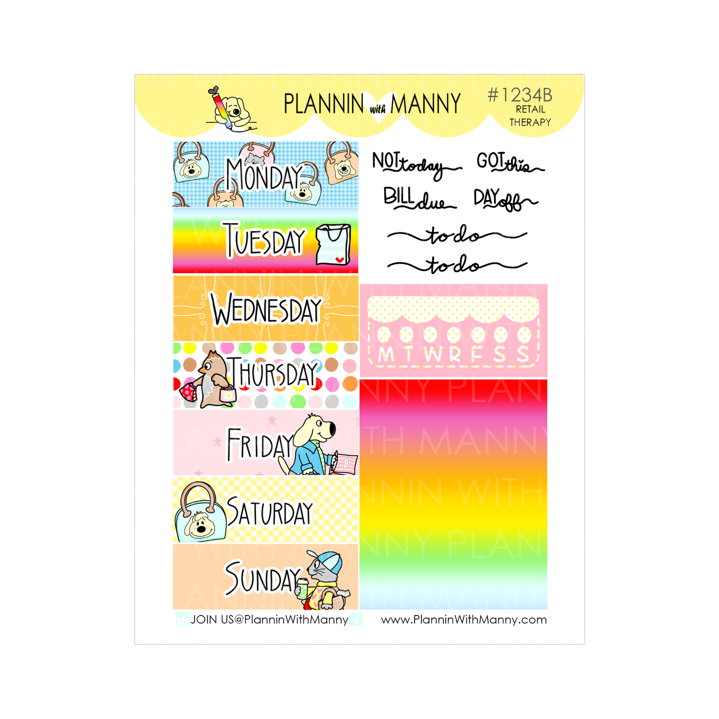 1234B-Retail Therapy Dates, Headers, & Tracker Sticker Sheet