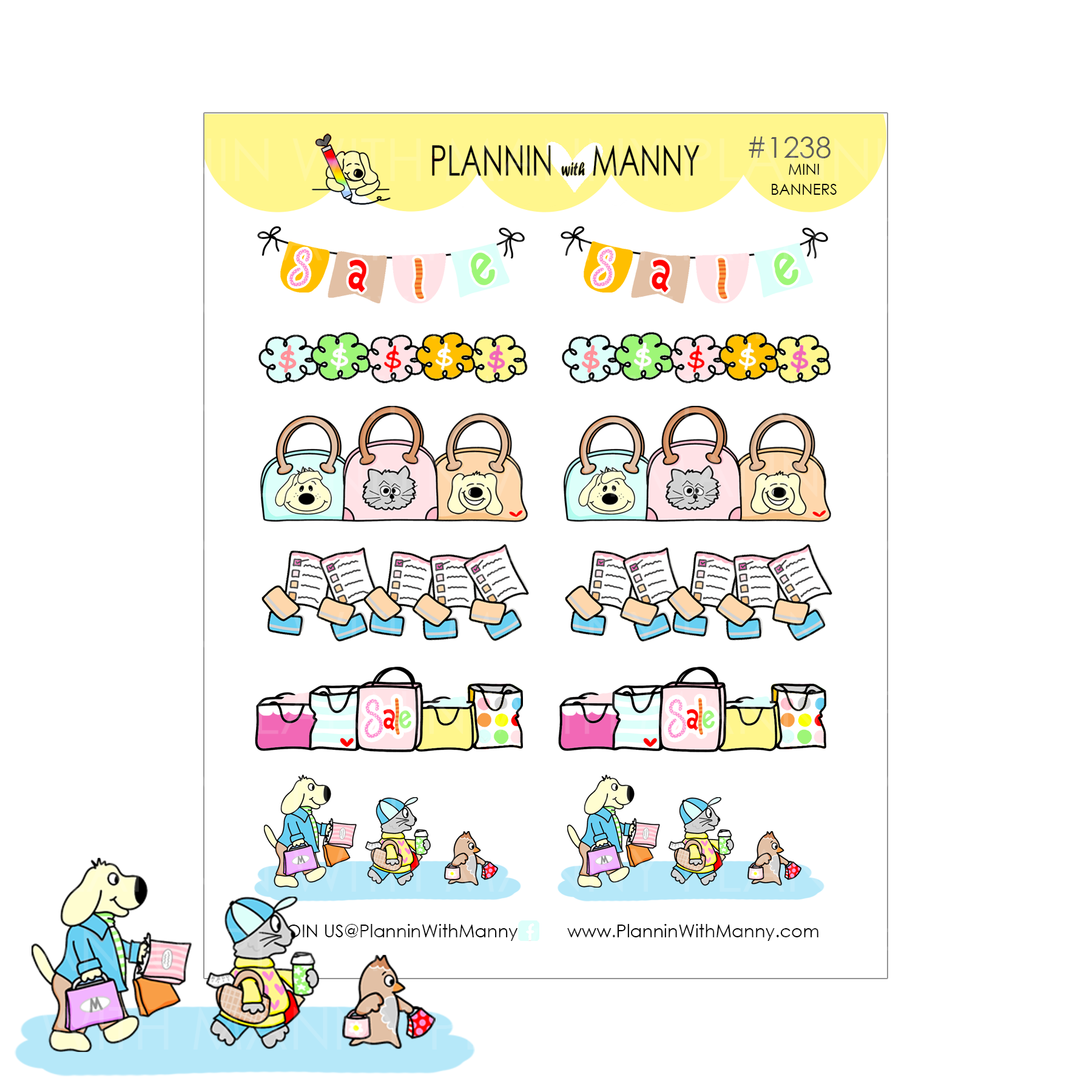 1238 Shopping Mini Banner Planner Stickers