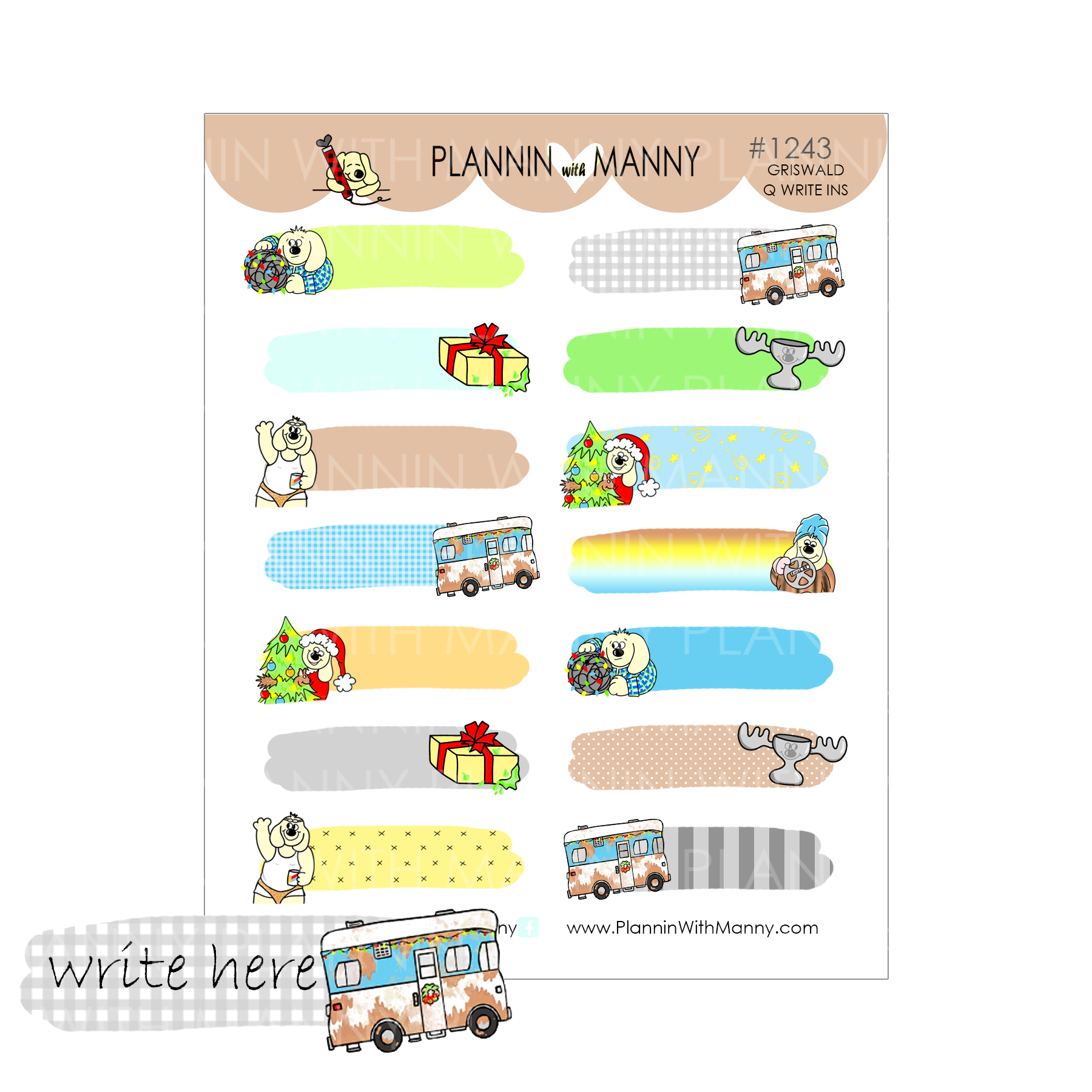 1243 Manny's 2nd Christmas Vacation Write In Planner Stickers