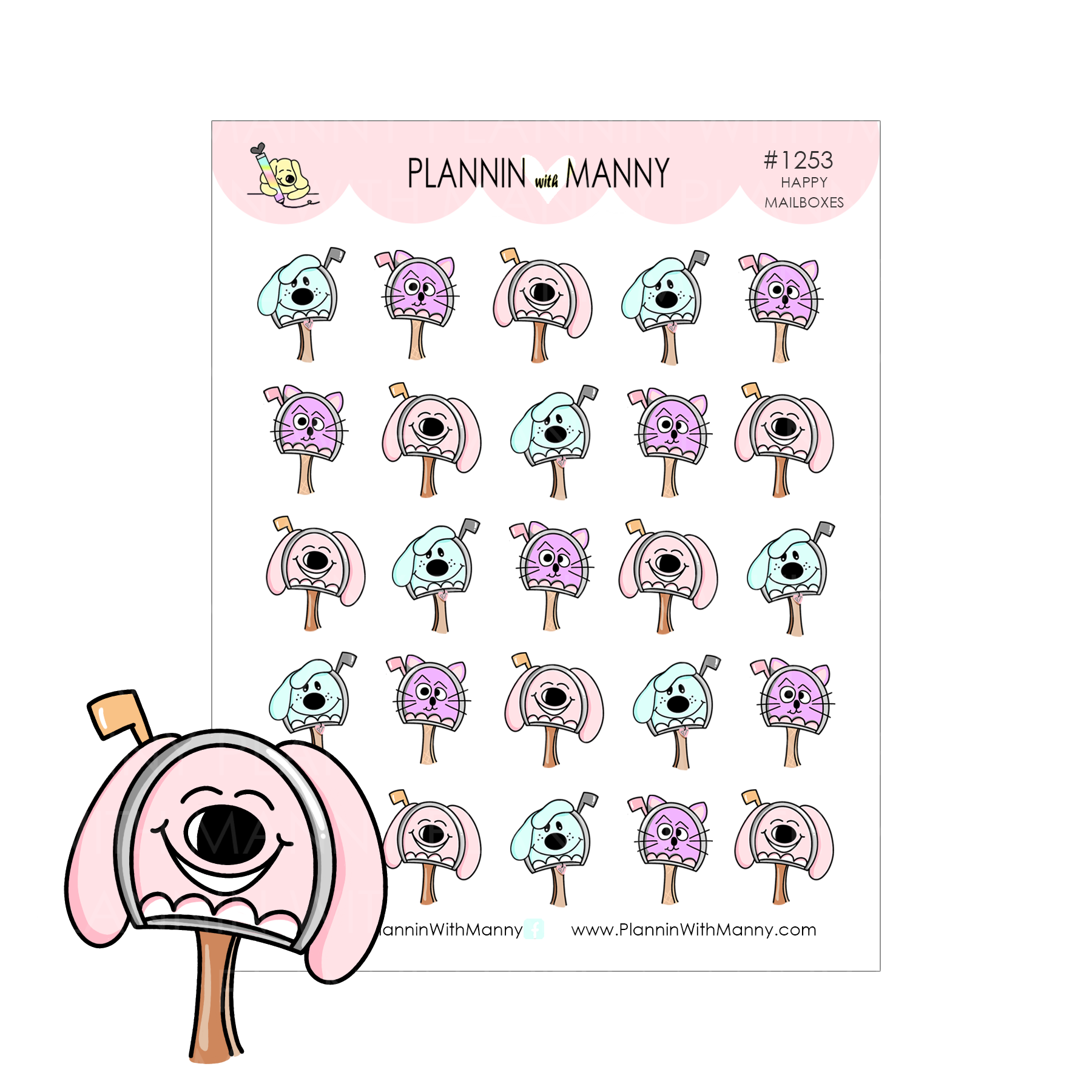 1253 Happy MailBoxes Planner Stickers