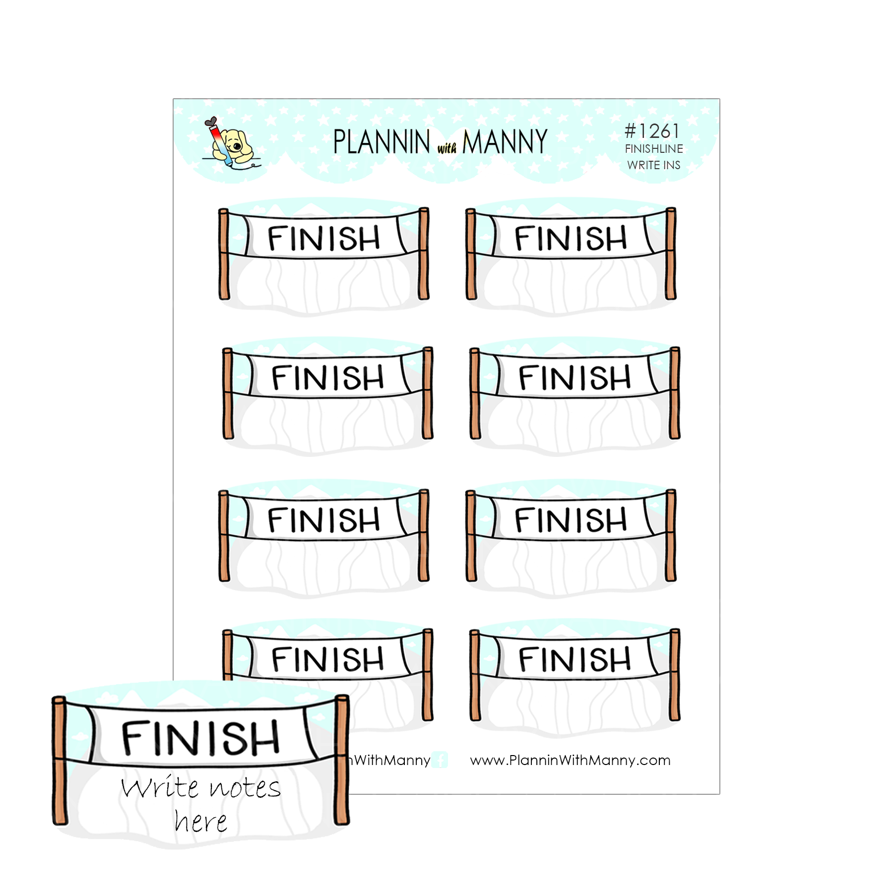 1261 Finish Line Write In Box Stickers - Winter Games Collection