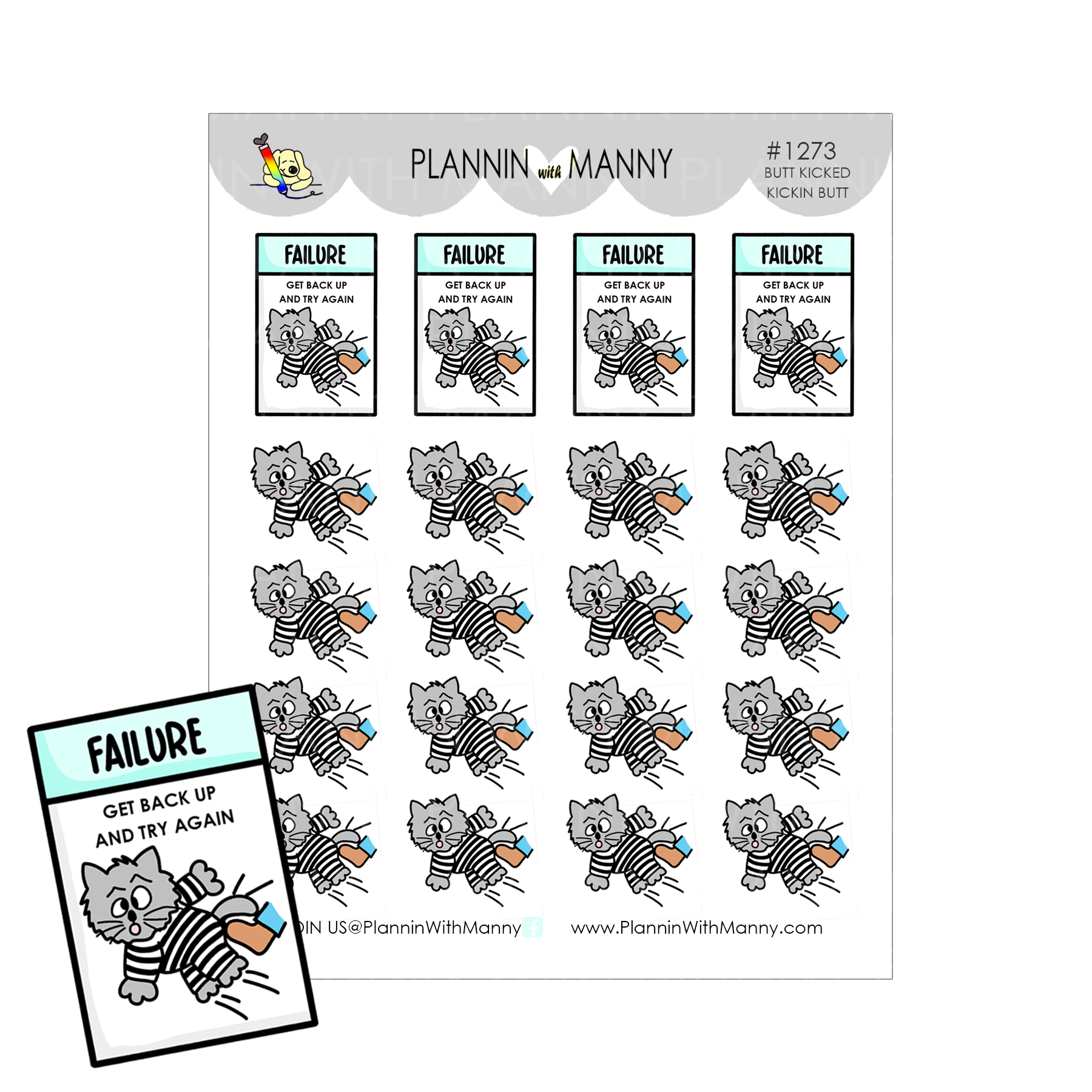 1273 Butt Kicked or Butt Kicked Planner Stickers - Mannyopoly Collection