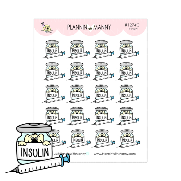 1274 Diabetes Planner Stickers, Insulin & Medicine