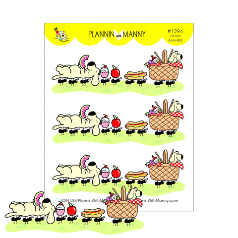 1294 Large Picnic Banner Planner Stickers