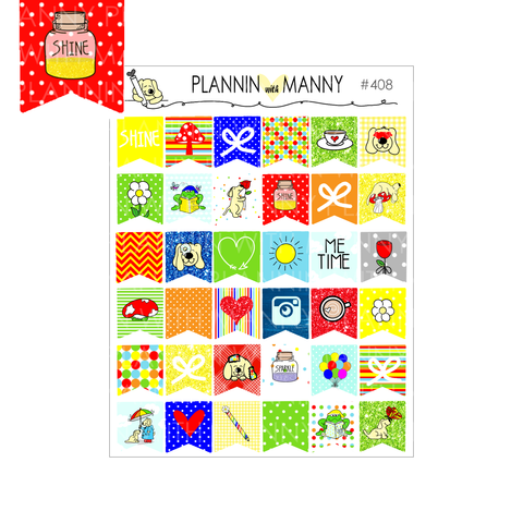 408 RAINBOW BRIGHT FLAG Planner Stickers - Rainbow Bright Collection