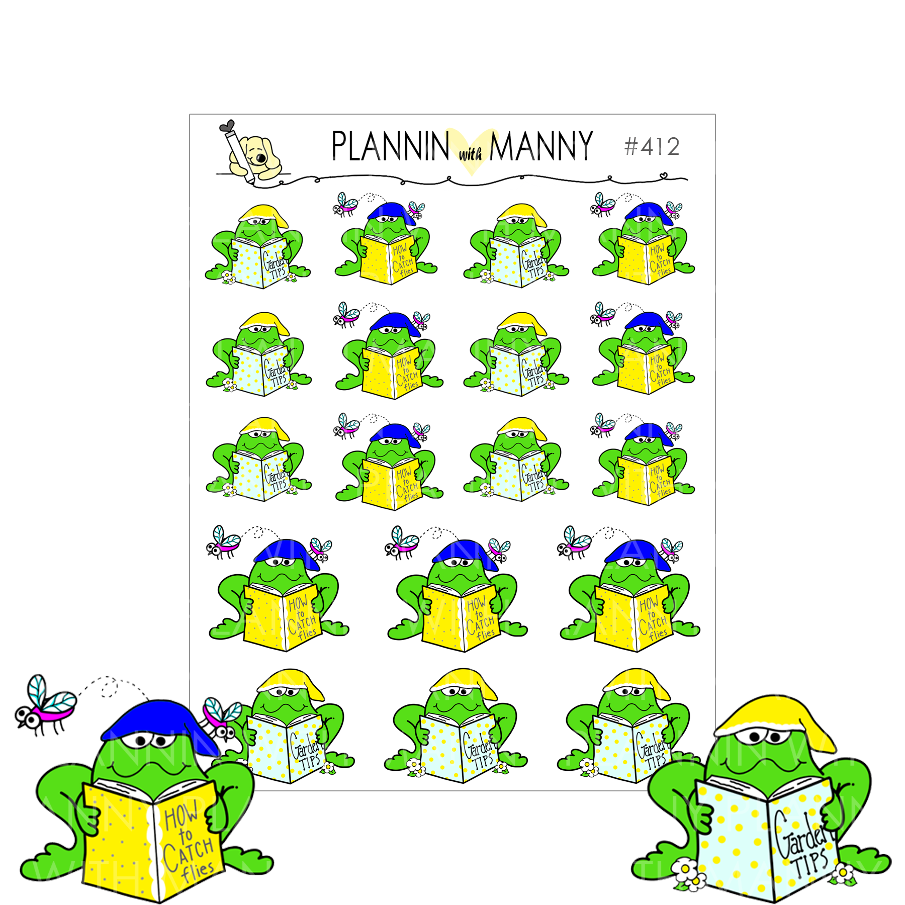 412 FROGS READING Planner Stickers - Rainbow Bright Collection