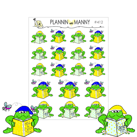 412 FROGS READING Planner Stickers - Rainbow Bright Collection