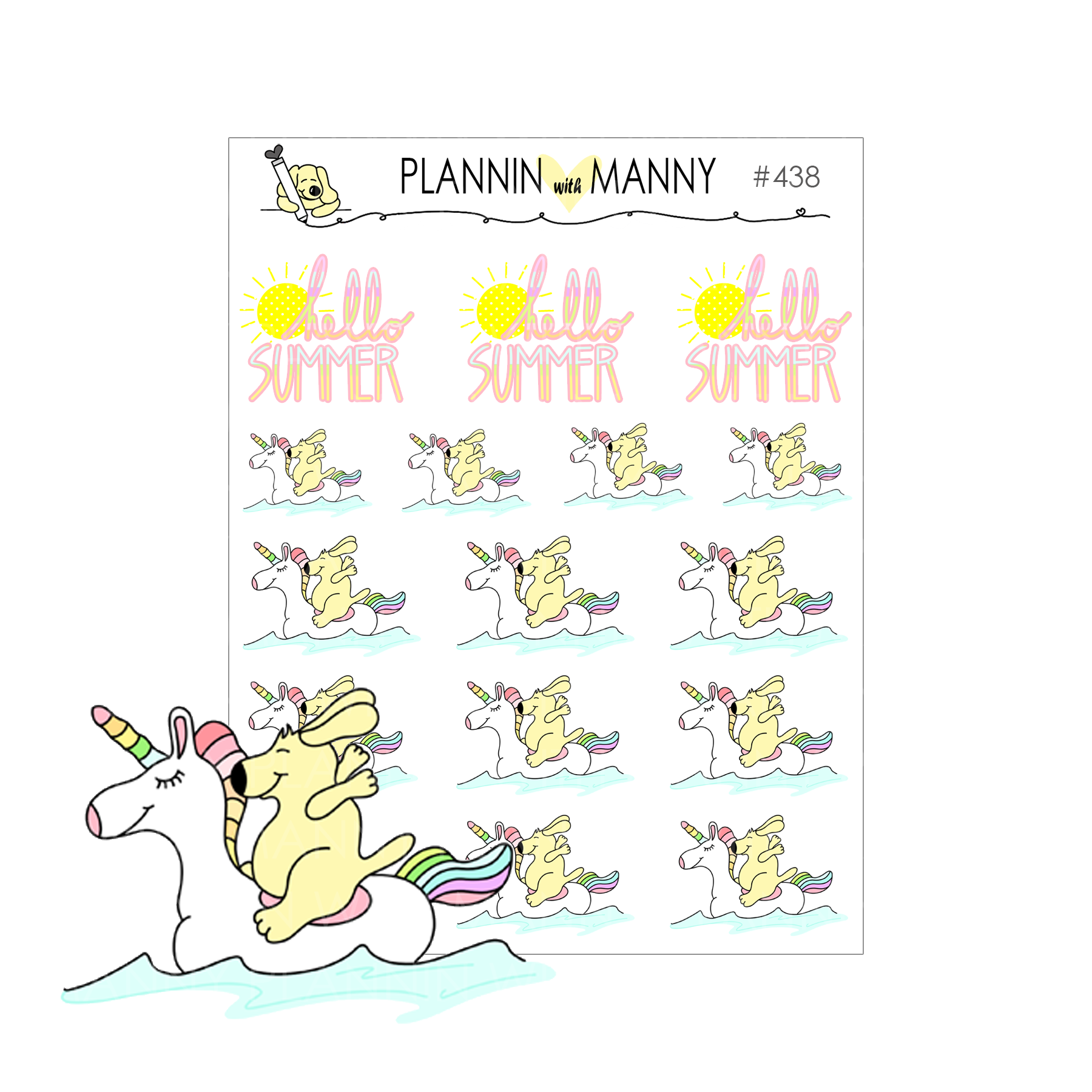 438 UNICORN POOL FLOATY Planner Stickers - Beachin Collection