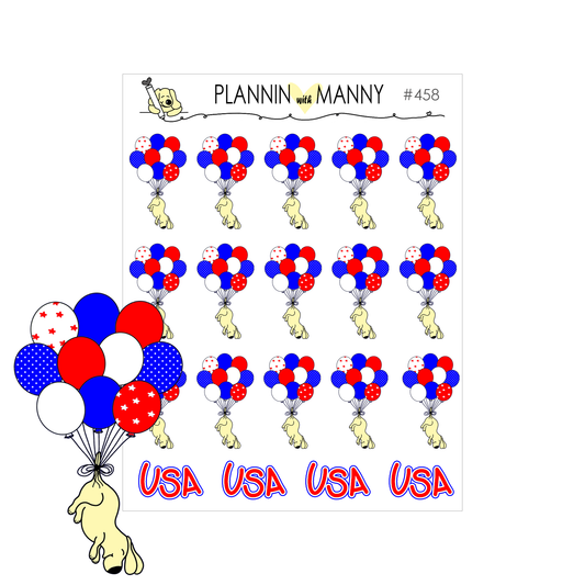 459 USA BALLOON Planner Stickers - Freedom Reigns Collection