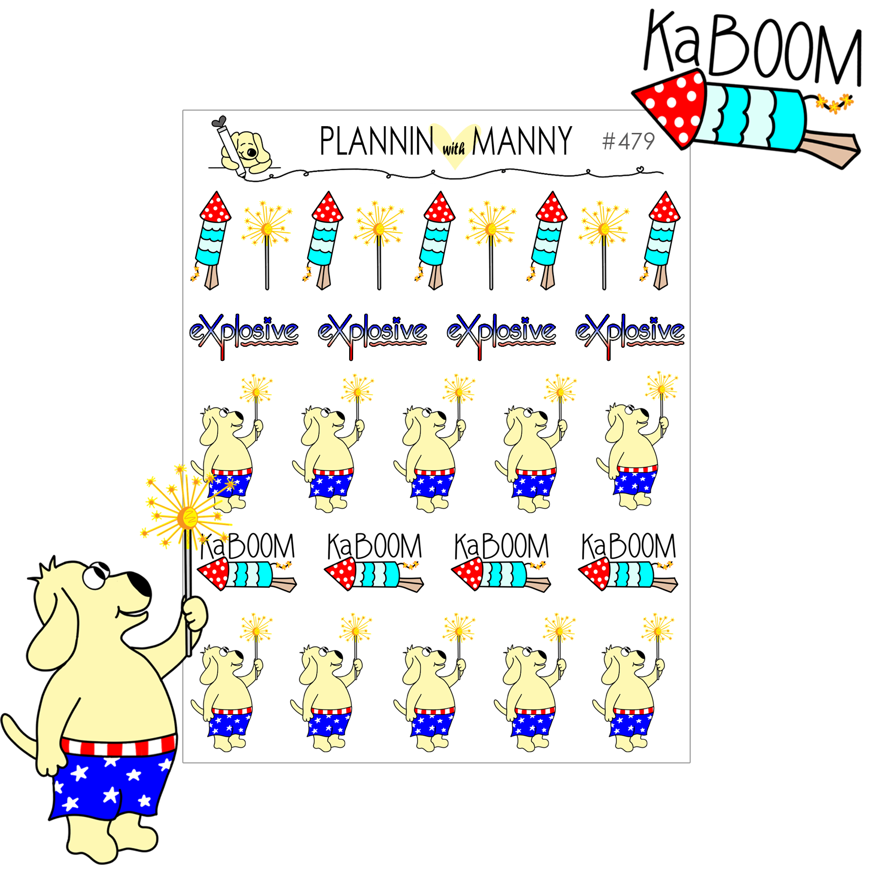 479 KAMBOOM SPARKLER Planner Stickers -Freedom Reigns Collection