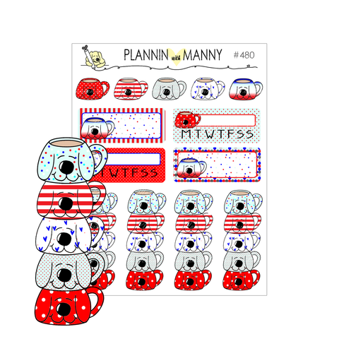 480 PATRIOTIC MUG MIX Planner Stickers - Freedom Reigns Collection